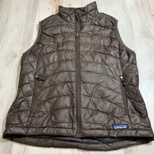 Patagonia Down Vest Zip Up Puffer Jacket Brown Women's Size Medium